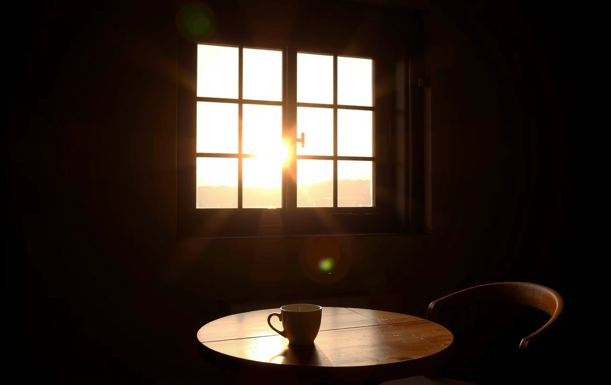 Prvi zraci sunca u mirnom prostoru